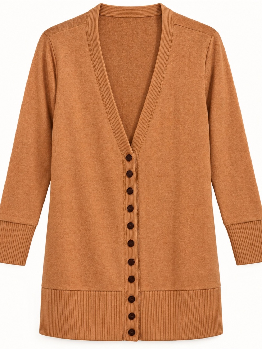 Zenana XL Rust Caramel Longline Snap Front Cardigan